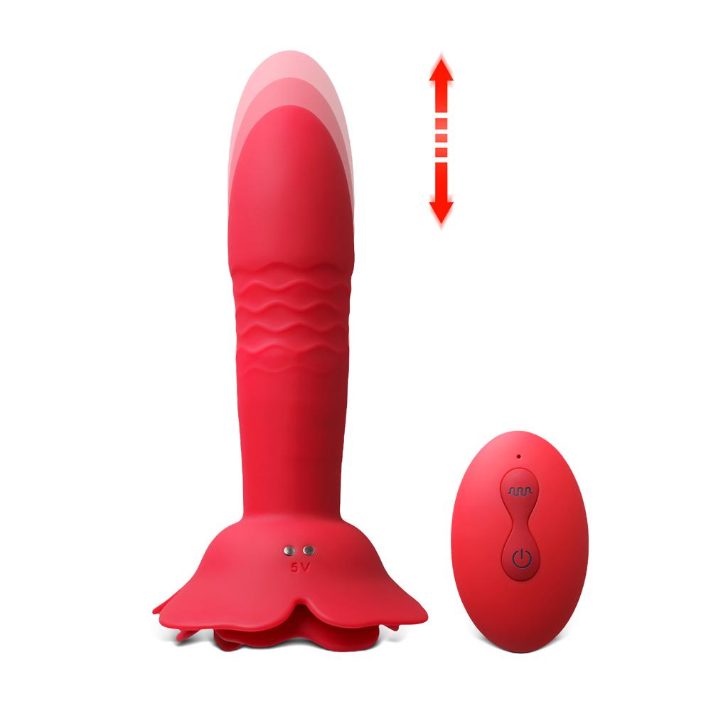 10 Speeds Red Color Silicone Vibrating and Thrusting Ana Toy