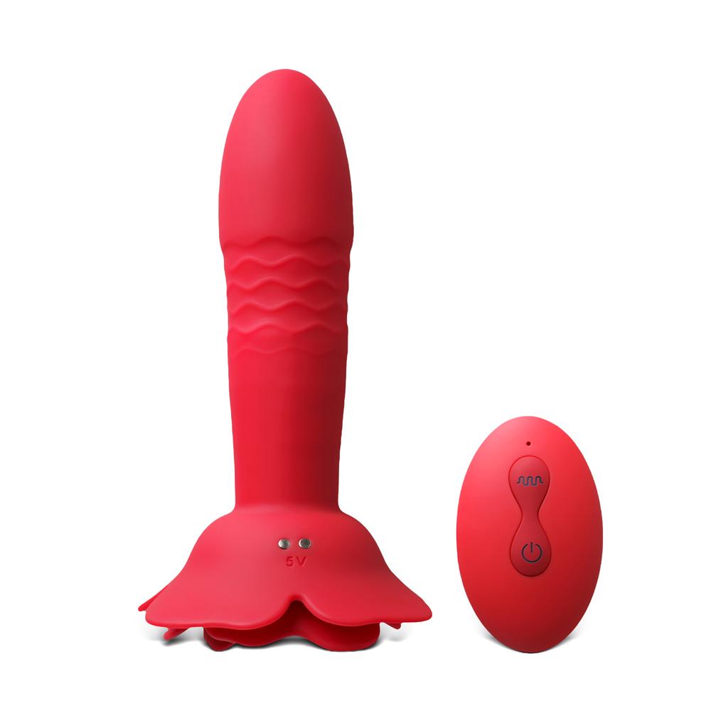 10 Speeds Red Color Silicone Vibrating and Thrusting Ana Toy