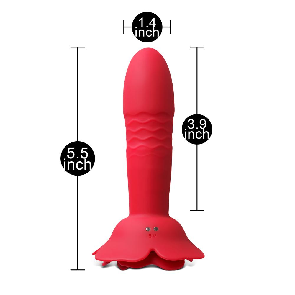 10 Speeds Red Color Silicone Vibrating and Thrusting Ana Toy