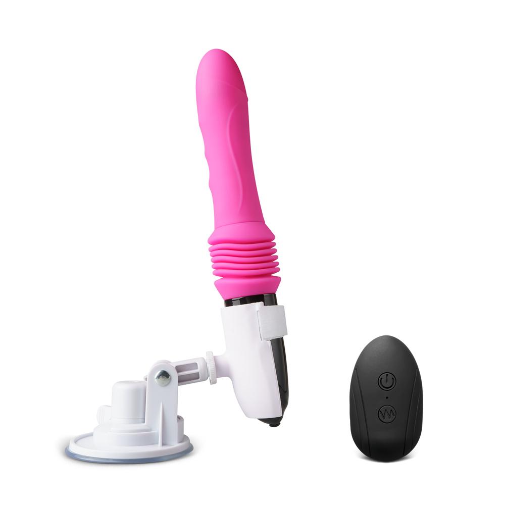 10 Speeds Remote Control Silicone Vibrator with 3 Modes Thrusting Function and Base