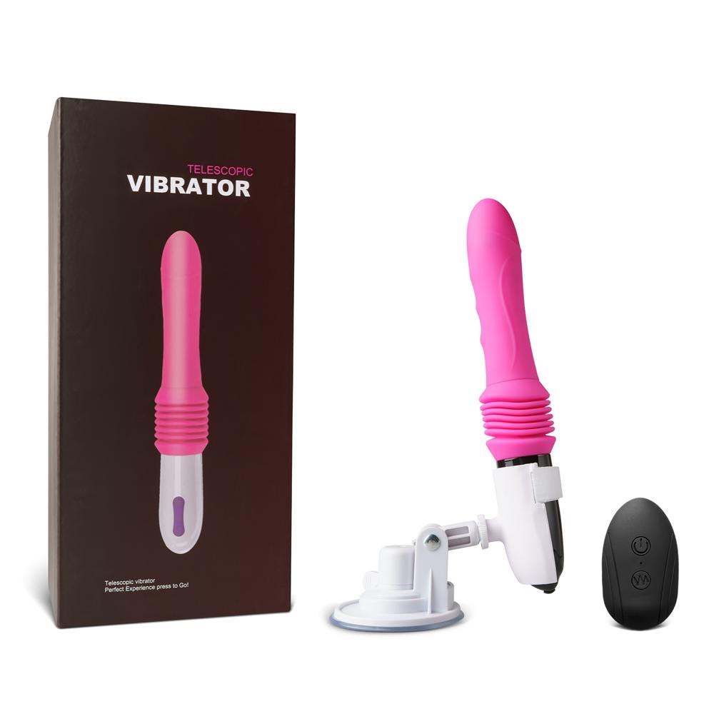 10 Speeds Remote Control Silicone Vibrator with 3 Modes Thrusting Function and Base