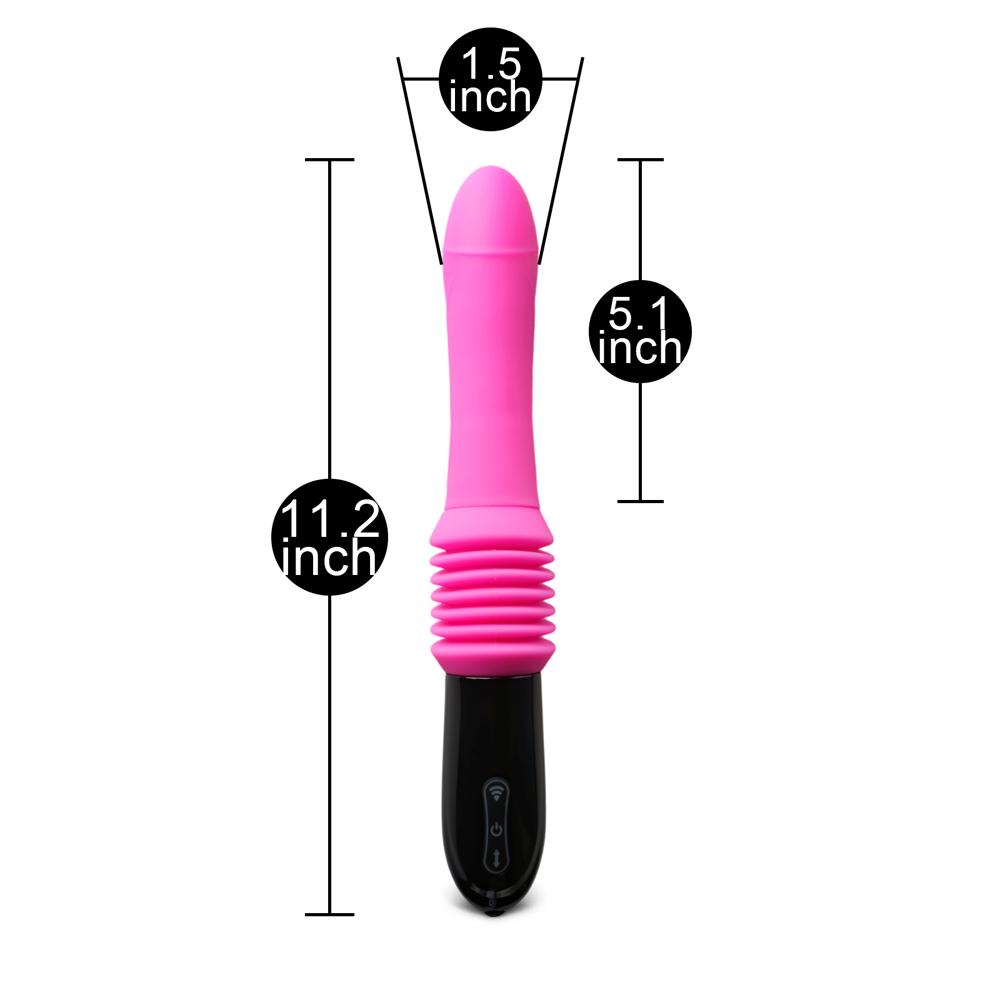 10 Speeds Remote Control Silicone Vibrator with 3 Modes Thrusting Function and Base