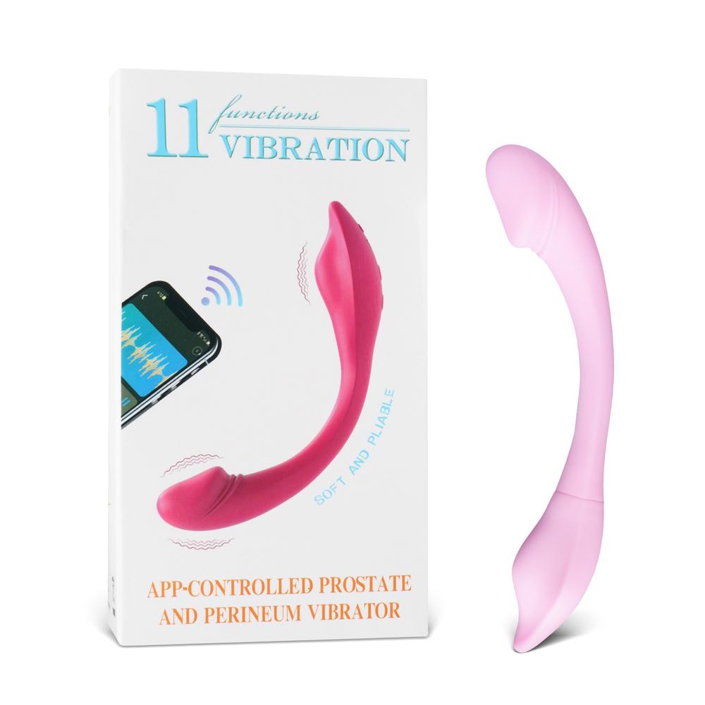 11-Speed Pink Vibrator with App Control, Waterproof, USB Rechargeable, 7.88" Length, 5.12" Insertable