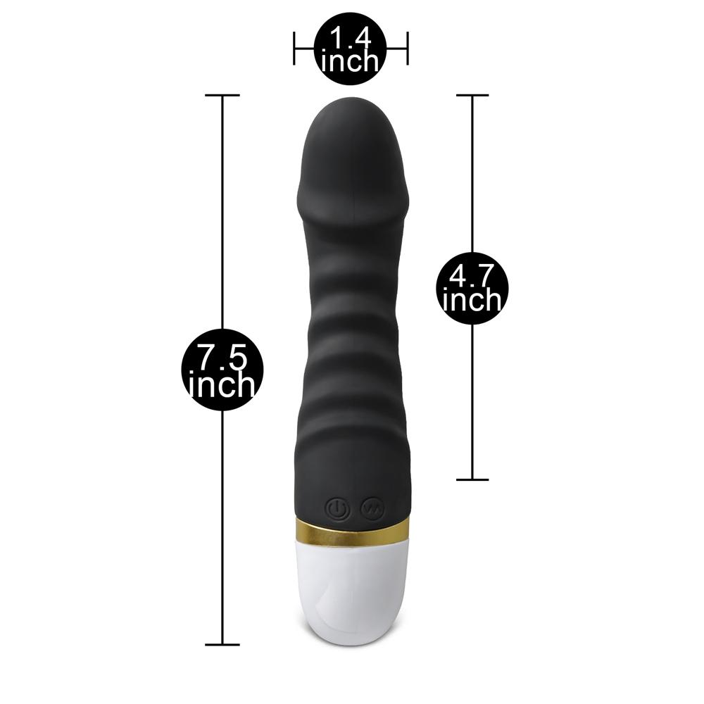 12-Speed Black Color Rechargeable Silicone Dildo Vibrator