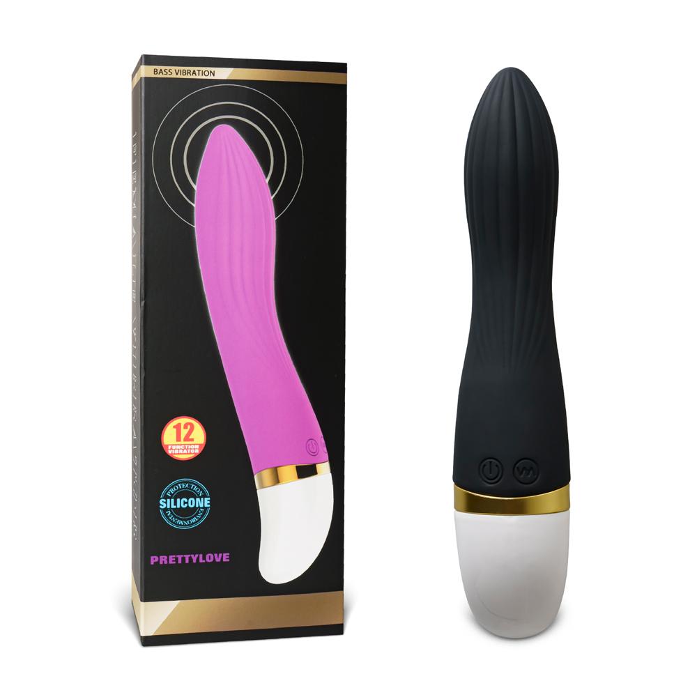 12-Speed Black Color Rechargeable Silicone Vibrator