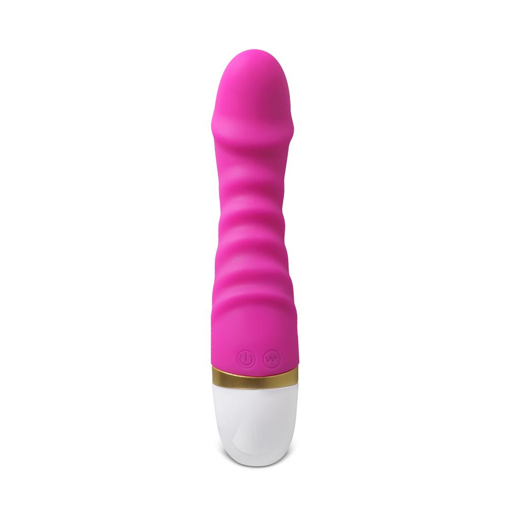 12-Speed Magenta Color Rechargeable Silicone Dildo Vibrator