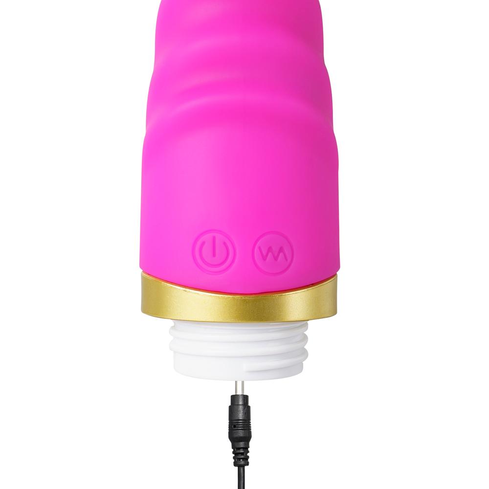 12-Speed Magenta Color Rechargeable Silicone Dildo Vibrator