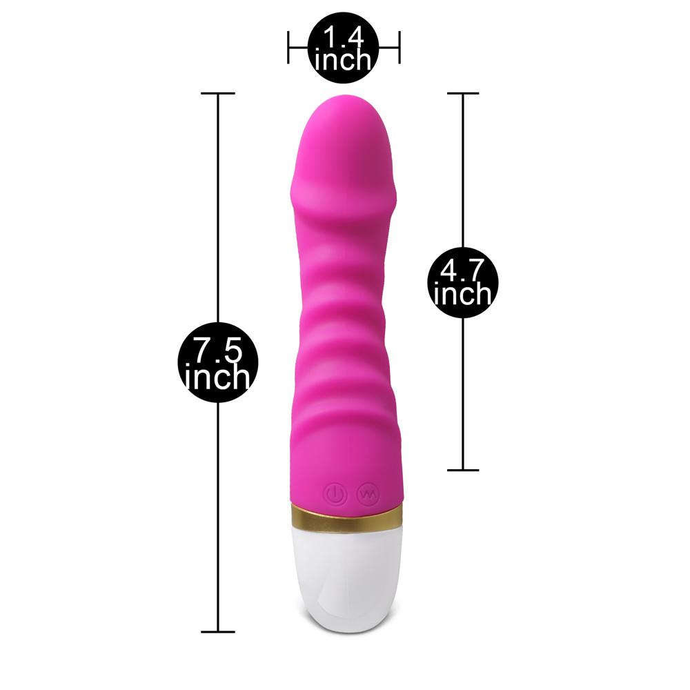 12-Speed Magenta Color Rechargeable Silicone Dildo Vibrator