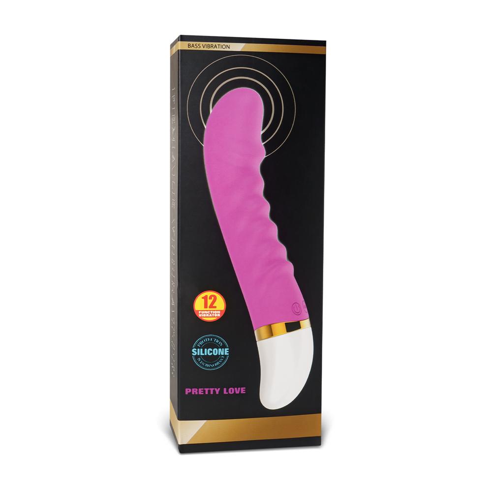 12-Speed Magenta Color Rechargeable Silicone Dildo Vibrator