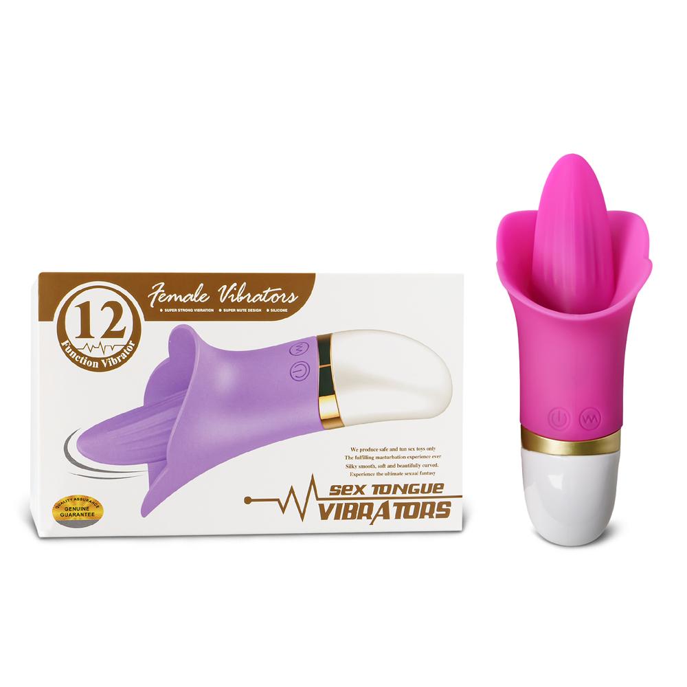 12-Speed Magenta Color Rechargeable Silicone Vibrating Tongue