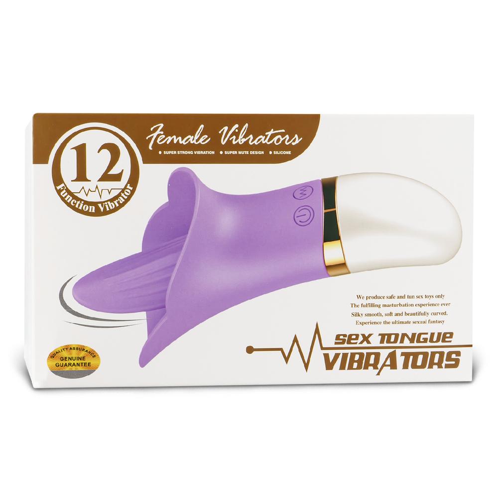 12-Speed Magenta Color Rechargeable Silicone Vibrating Tongue