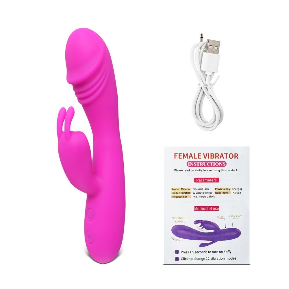 12-Speed Pink Color Silicone Rabbit Vibrator