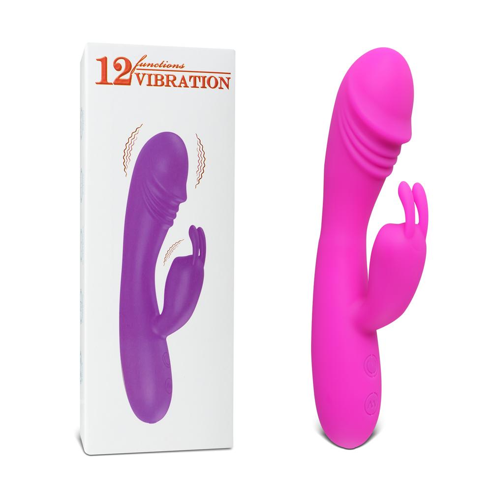 12-Speed Pink Color Silicone Rabbit Vibrator