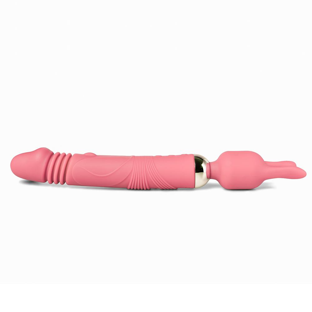 12-Speed Pink Color Silicone Thrusting Dildo with Clitoral Stimulator