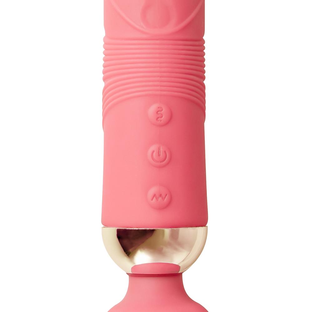 12-Speed Pink Color Silicone Thrusting Dildo with Clitoral Stimulator