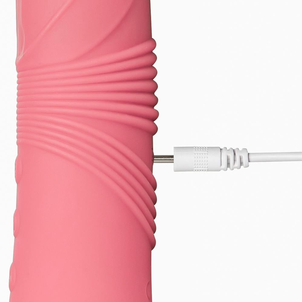 12-Speed Pink Color Silicone Thrusting Dildo with Clitoral Stimulator