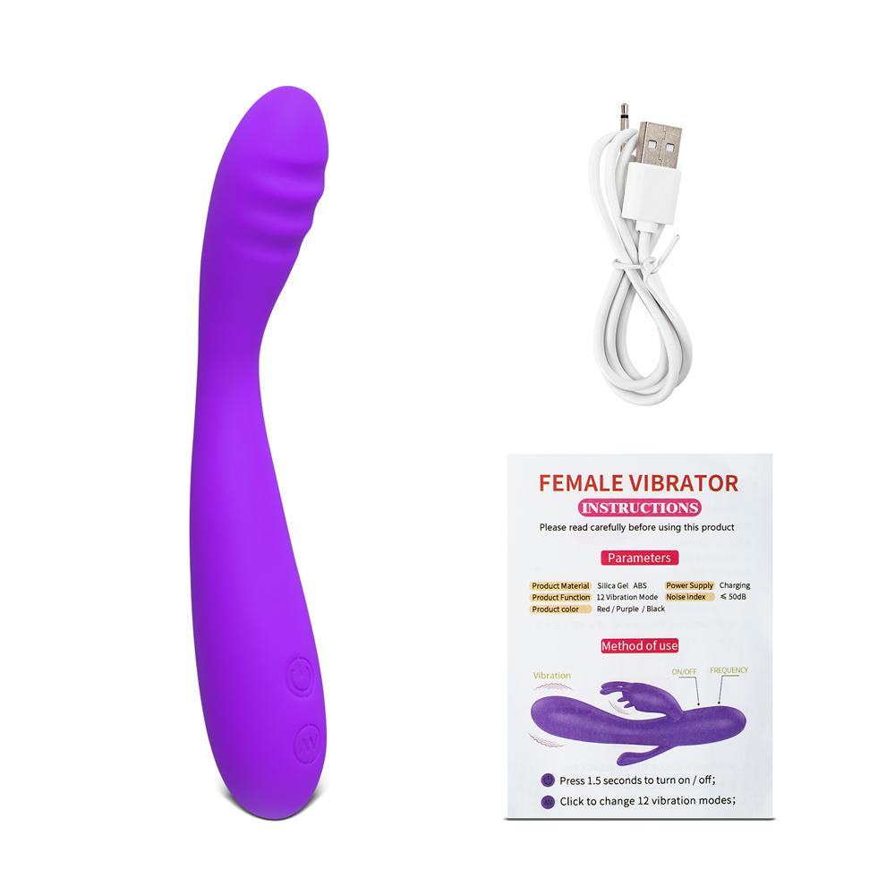 12-Speed Purple Color Silicone Classic G-Spot Vibrator