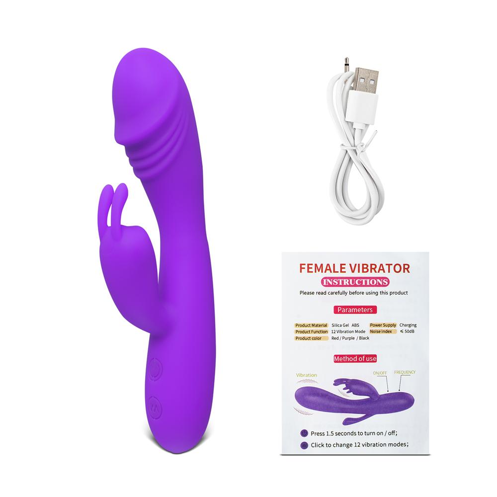 12-Speed Purple Color Silicone Rabbit Vibrator