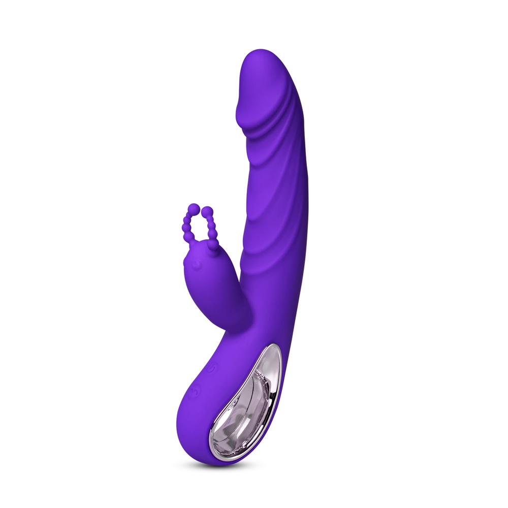 12-Speed Purple Color Silicone Rabbit Vibrator with Wiggling Function