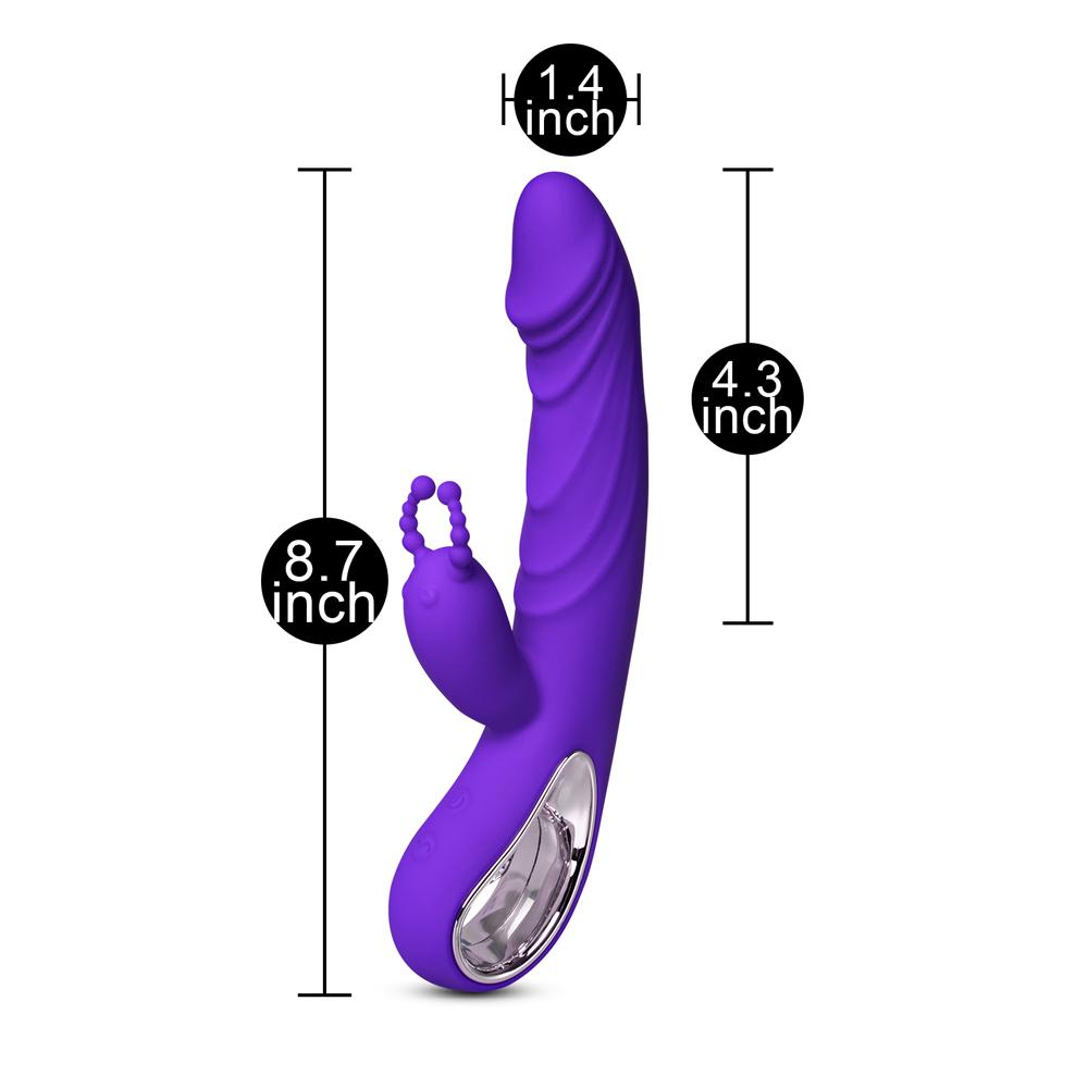 12-Speed Purple Color Silicone Rabbit Vibrator with Wiggling Function