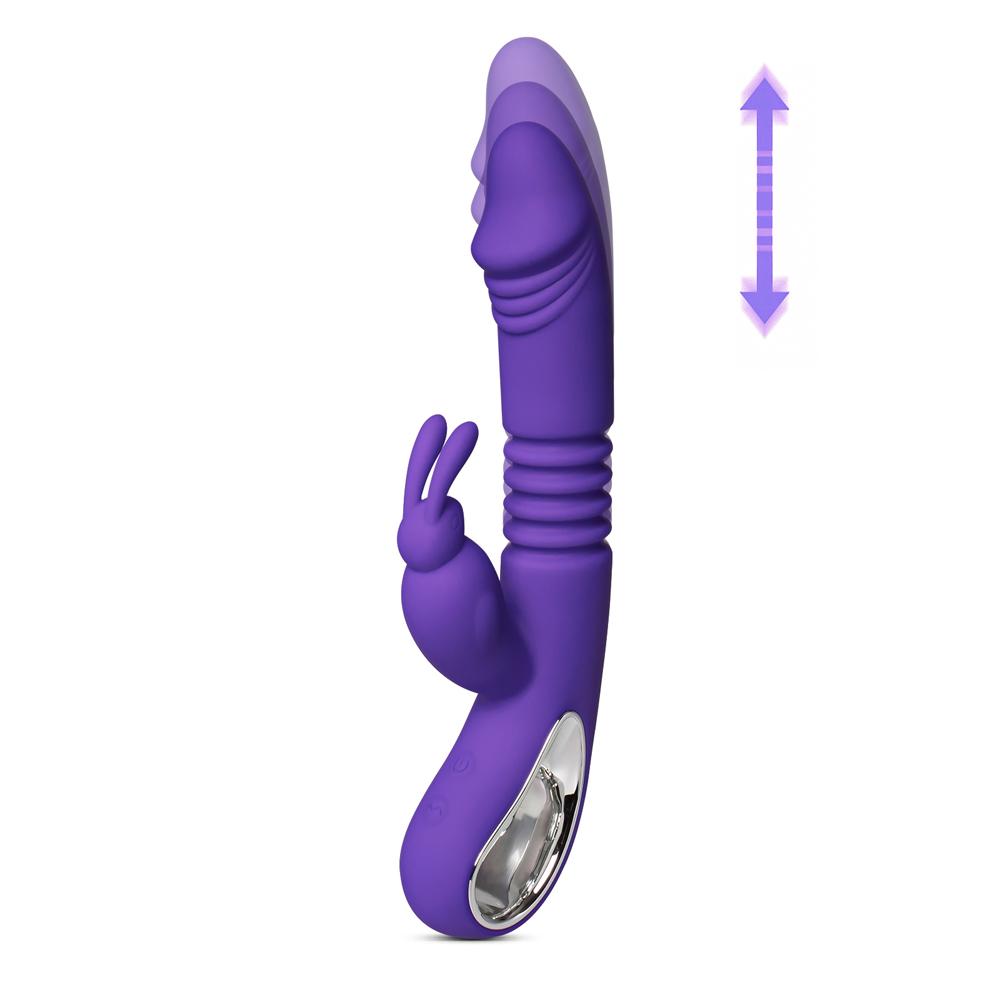 12-Speed Purple Color Silicone Thrusting Rabbit Vibrator with Heating Function