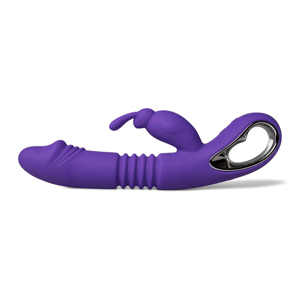 12-Speed Purple Color Silicone Thrusting Rabbit Vibrator with Heating Function