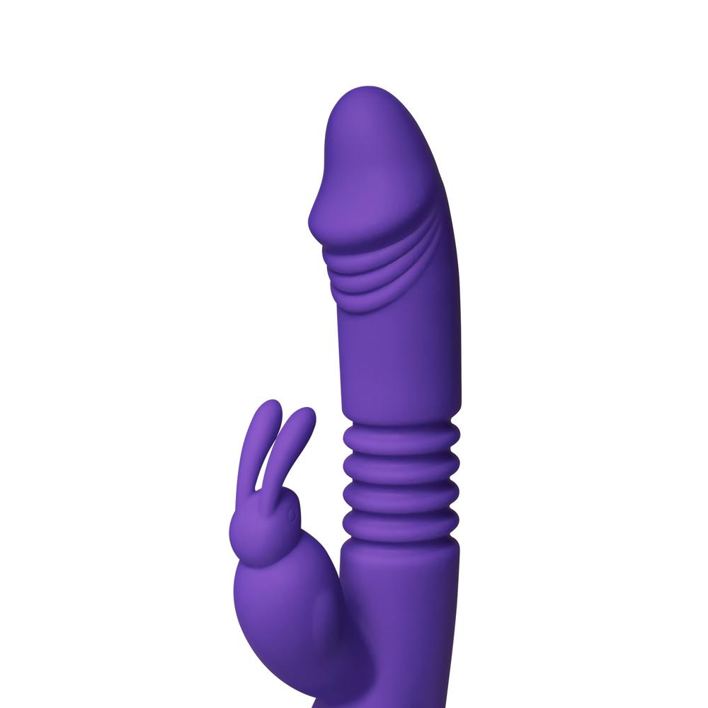 12-Speed Purple Color Silicone Thrusting Rabbit Vibrator with Heating Function