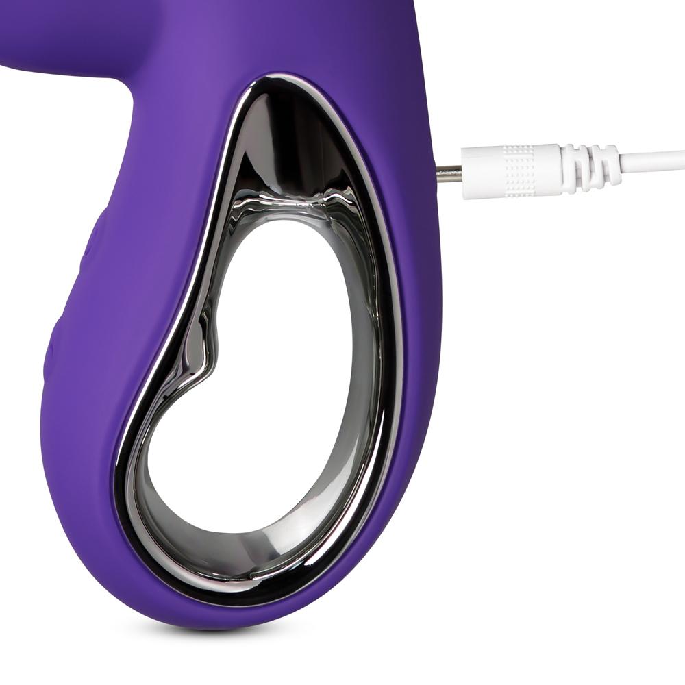 12-Speed Purple Color Silicone Thrusting Rabbit Vibrator with Heating Function