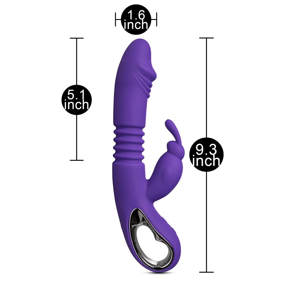 12-Speed Purple Color Silicone Thrusting Rabbit Vibrator with Heating Function