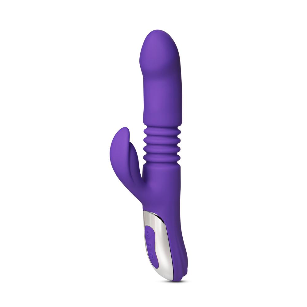 12-Speed Purple Color Silicone Thrusting Vibrator with Heating Function