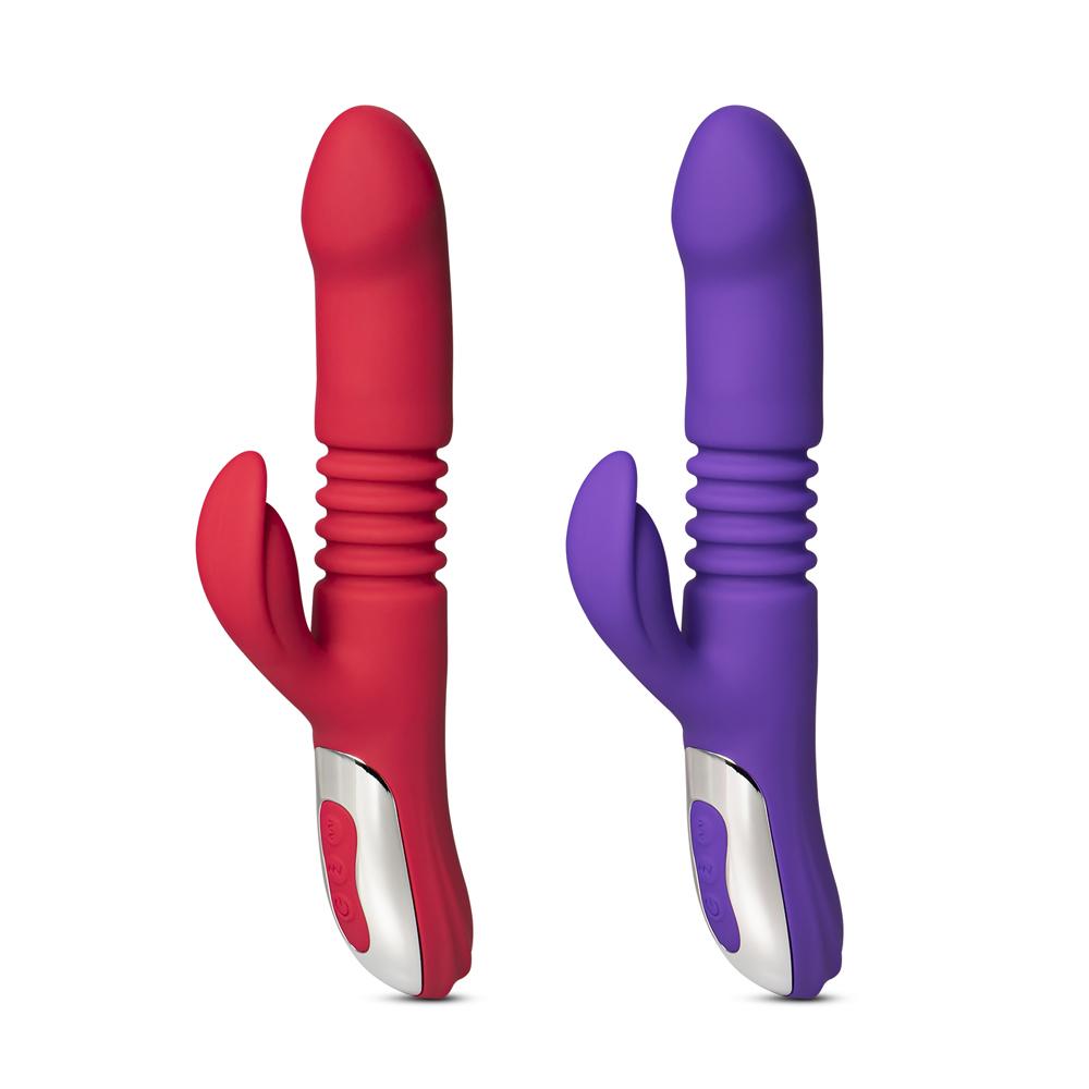 12-Speed Purple Color Silicone Thrusting Vibrator with Heating Function