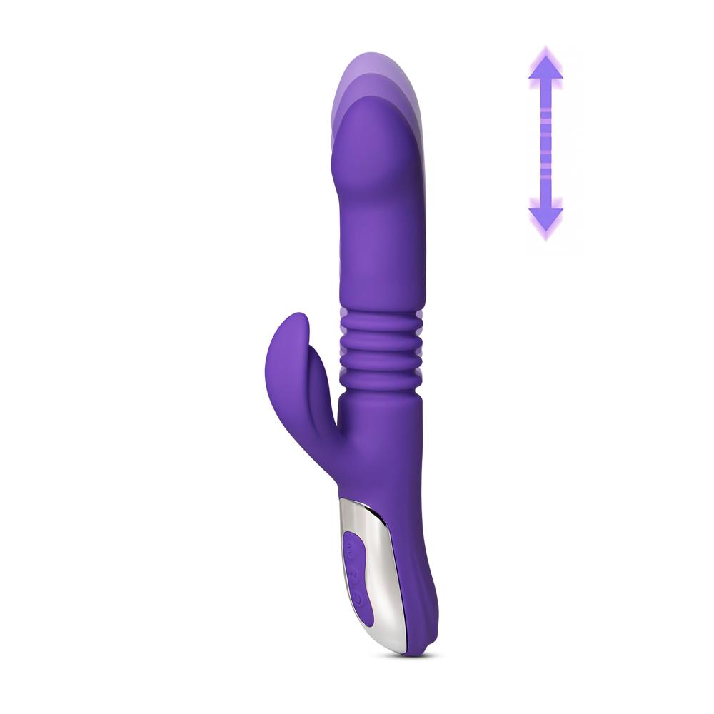 12-Speed Purple Color Silicone Thrusting Vibrator with Heating Function