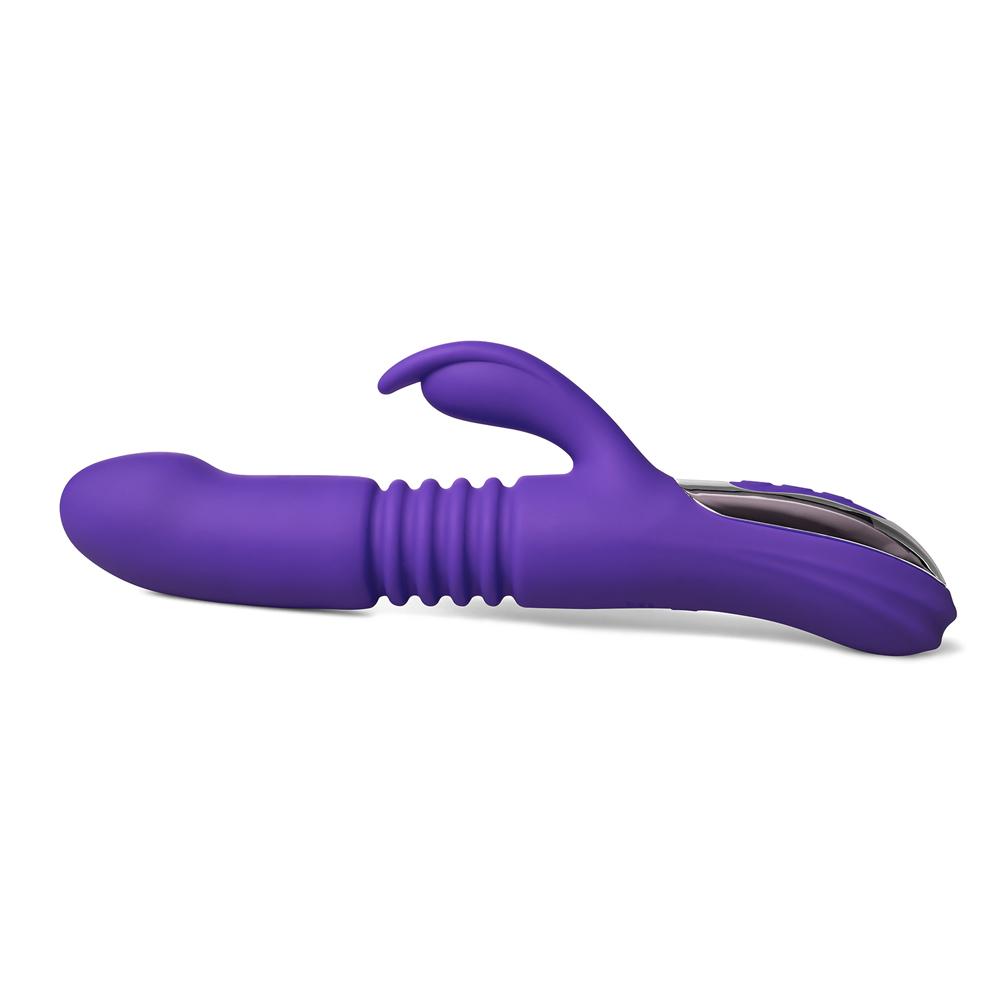 12-Speed Purple Color Silicone Thrusting Vibrator with Heating Function