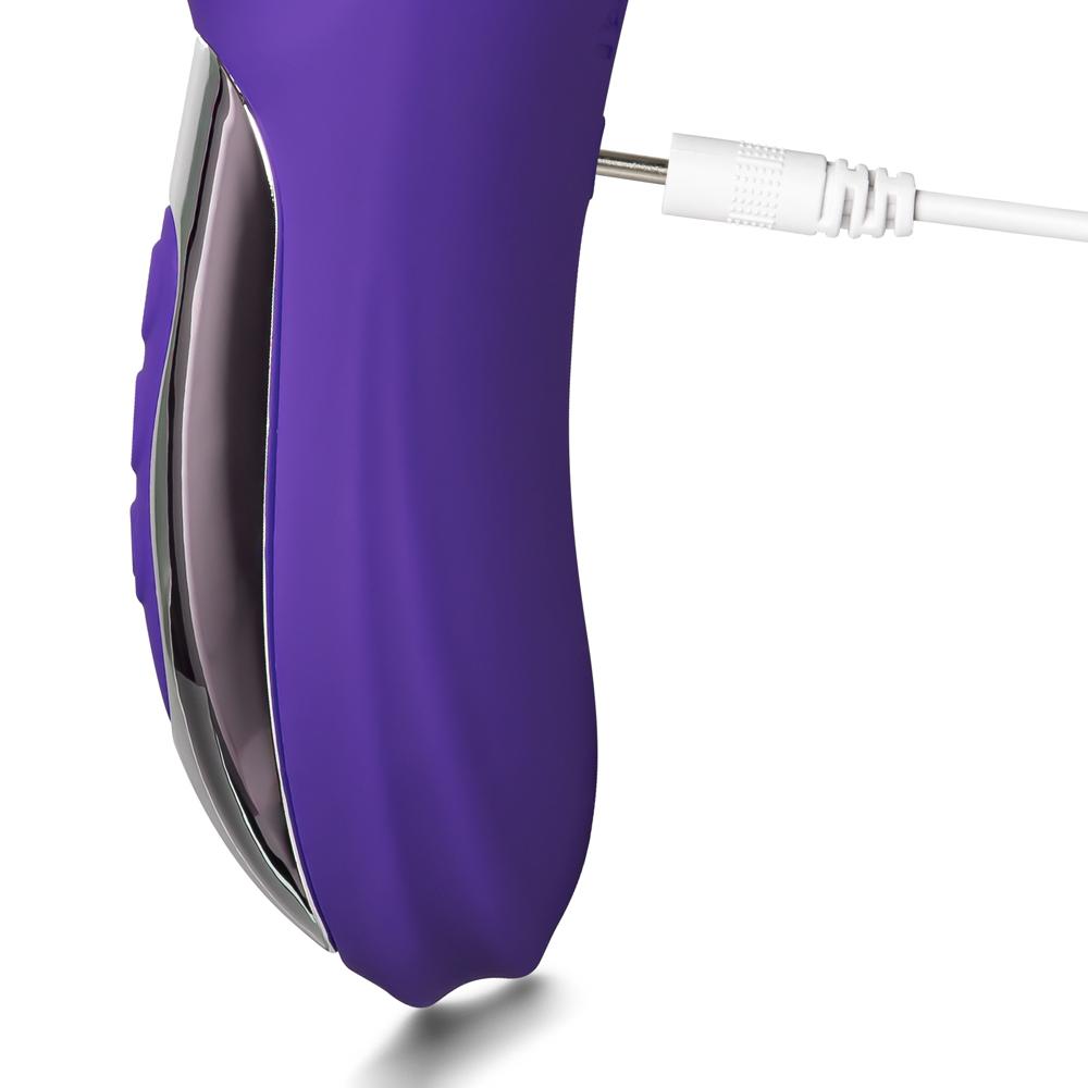 12-Speed Purple Color Silicone Thrusting Vibrator with Heating Function