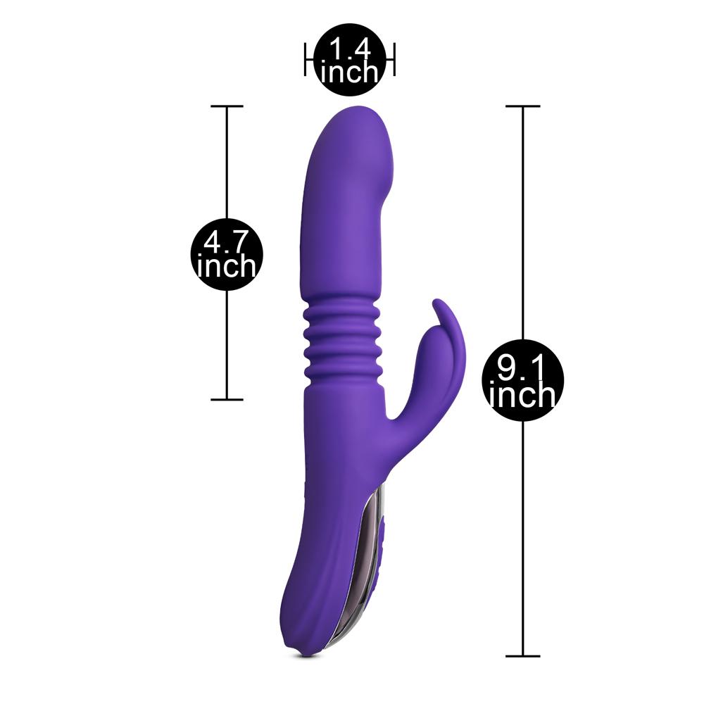 12-Speed Purple Color Silicone Thrusting Vibrator with Heating Function