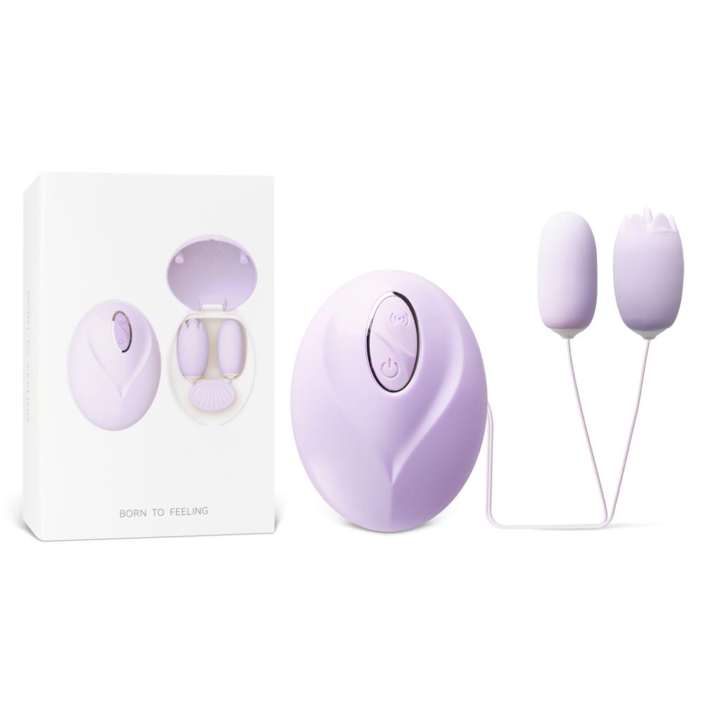 12-Speed Purple Rechargeable Vibrating Egg with Tongue-Licking Feature