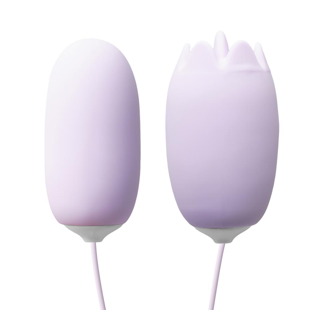 12-Speed Purple Rechargeable Vibrating Egg with Tongue-Licking Feature