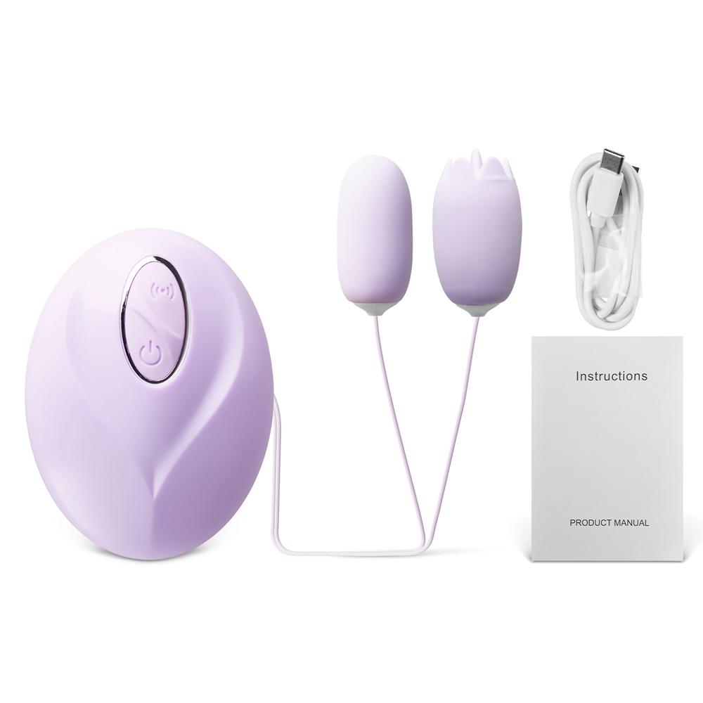 12-Speed Purple Rechargeable Vibrating Egg with Tongue-Licking Feature