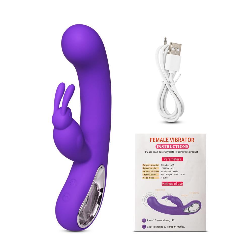 12-Speed Purple Silicone Rabbit Vibrator