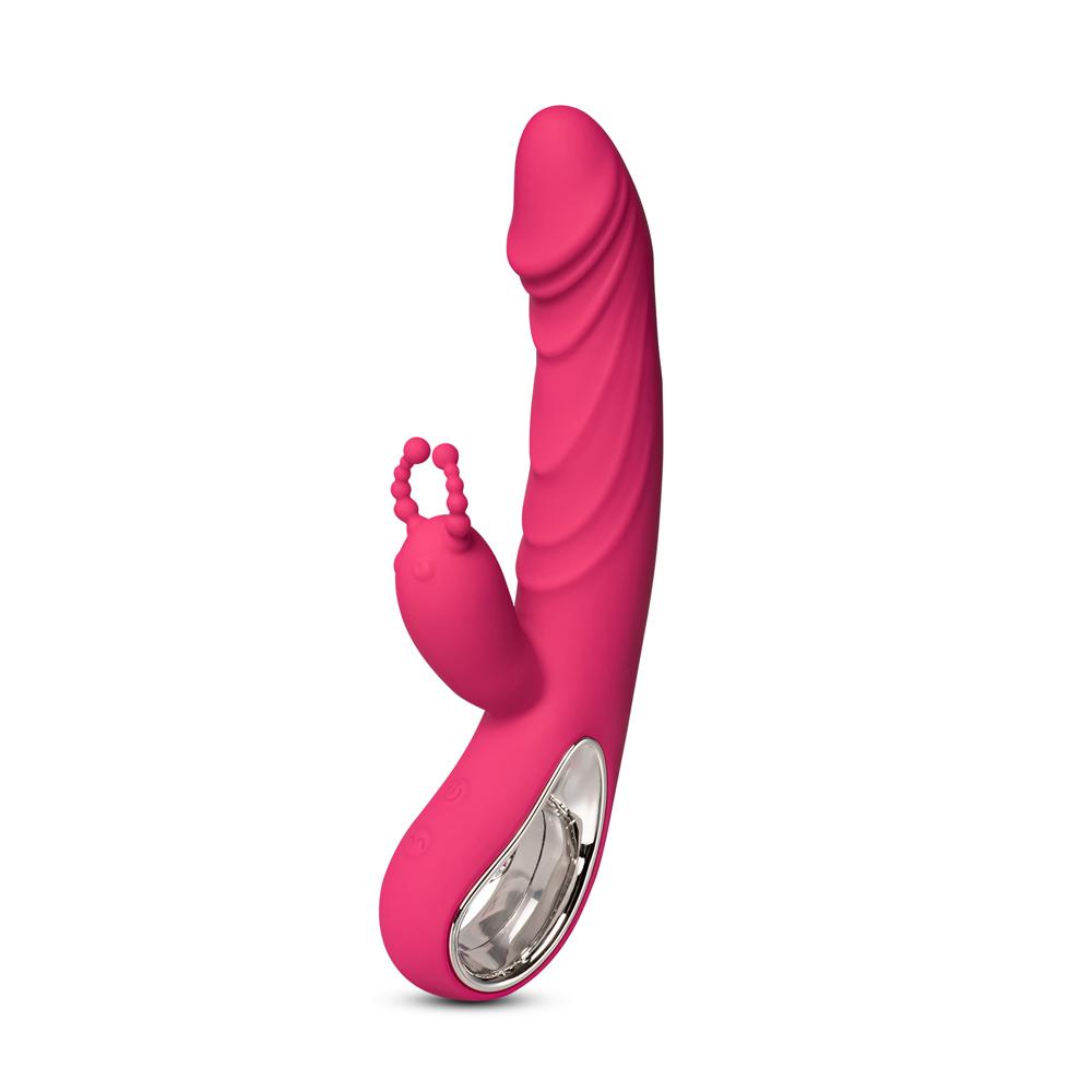 12-Speed Red Color Silicone Rabbit Vibrator with Wiggling Function