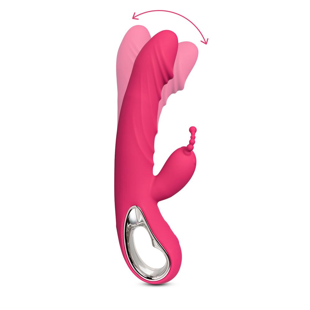 12-Speed Red Color Silicone Rabbit Vibrator with Wiggling Function