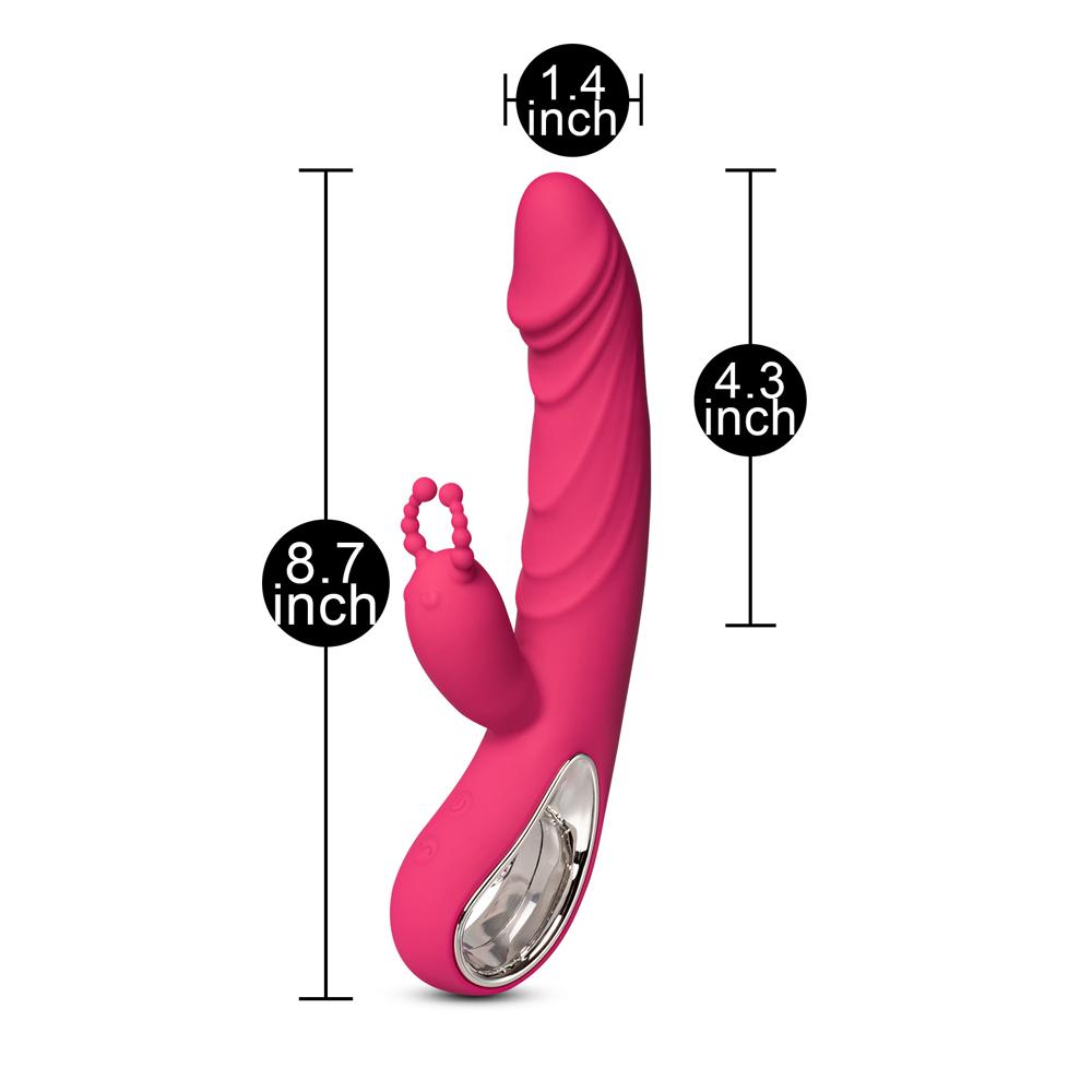 12-Speed Red Color Silicone Rabbit Vibrator with Wiggling Function