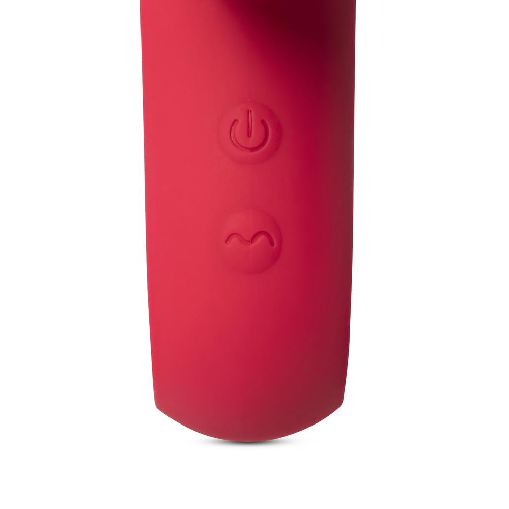 12-Speed Red Color Silicone Thrusting Rabbit Vibrator with Heating Function