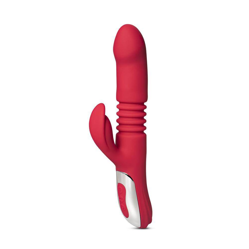 12-Speed Red Color Silicone Thrusting Vibrator with Heating Function