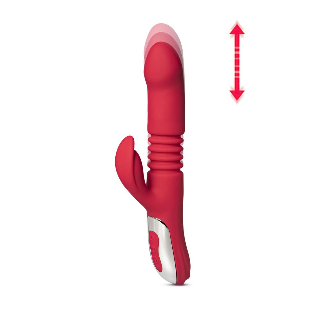 12-Speed Red Color Silicone Thrusting Vibrator with Heating Function