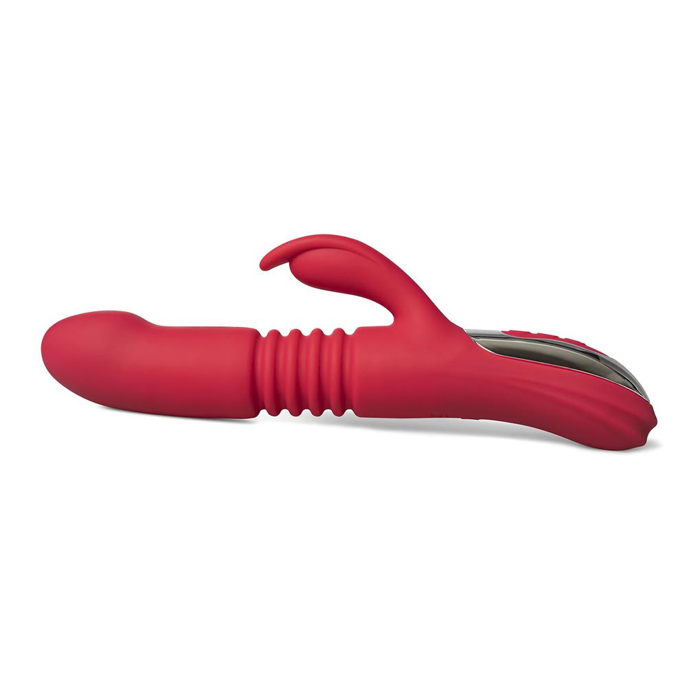 12-Speed Red Color Silicone Thrusting Vibrator with Heating Function