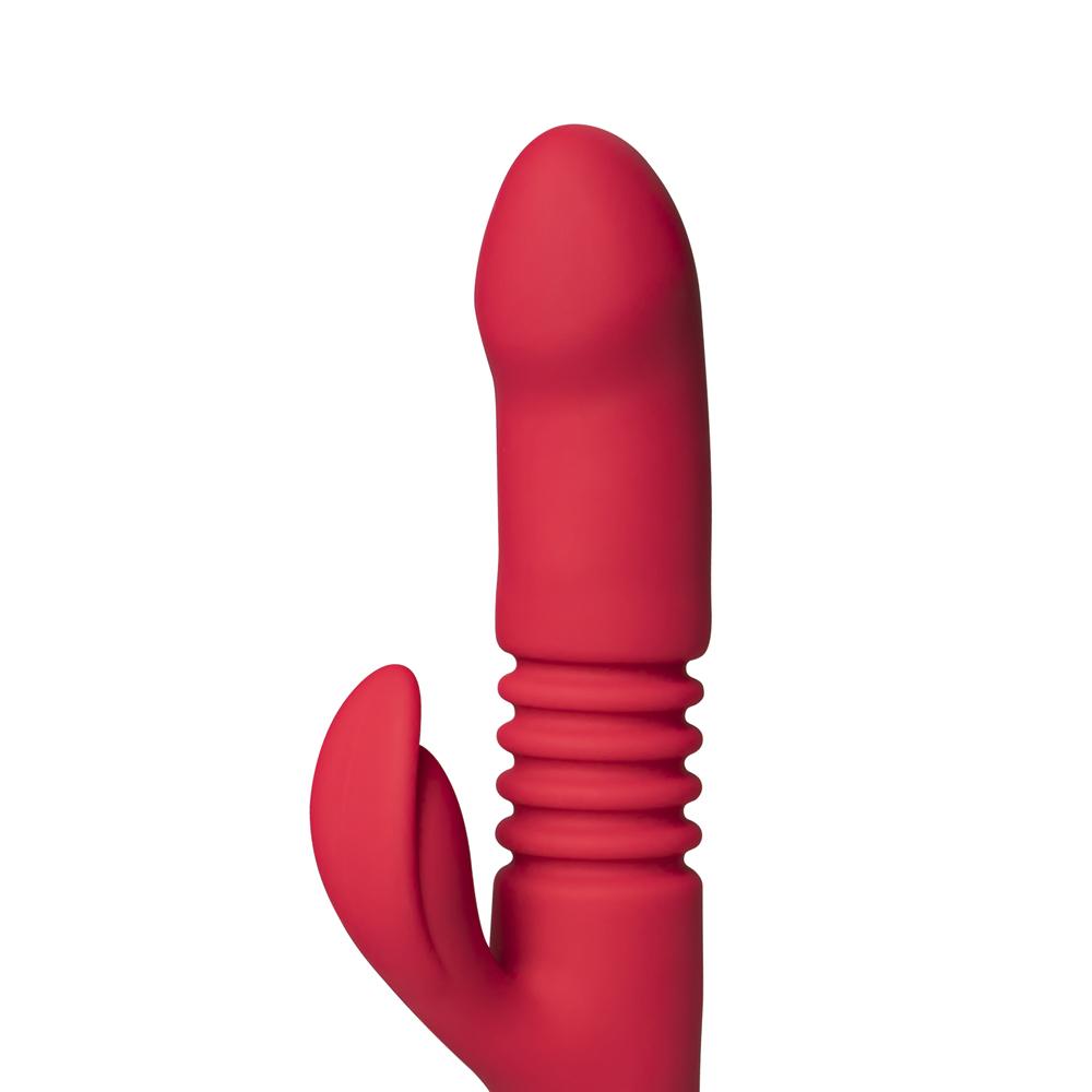 12-Speed Red Color Silicone Thrusting Vibrator with Heating Function