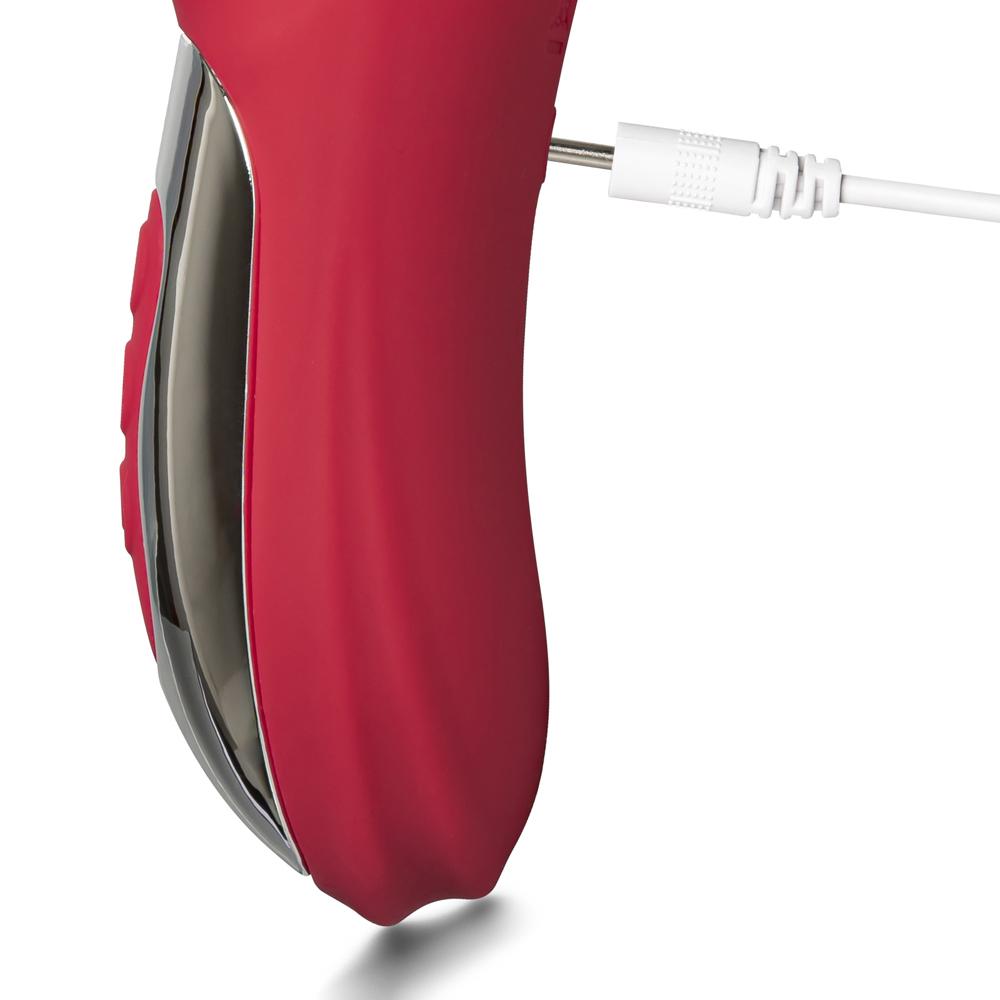 12-Speed Red Color Silicone Thrusting Vibrator with Heating Function