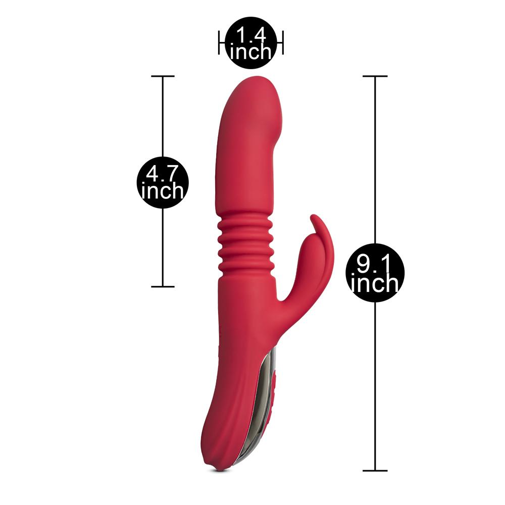 12-Speed Red Color Silicone Thrusting Vibrator with Heating Function