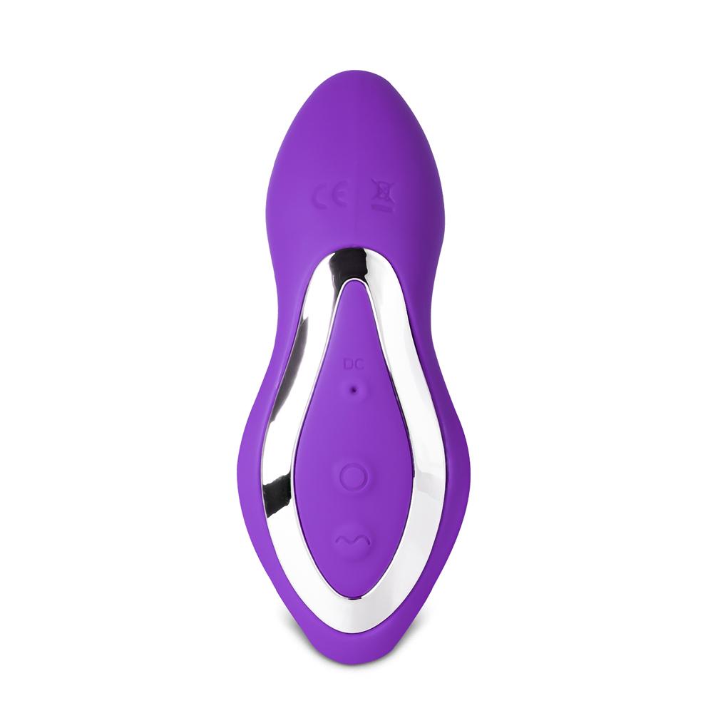 12-Speed Remote Control Purple Silicone Thrusting Vibrator with Sucking Function